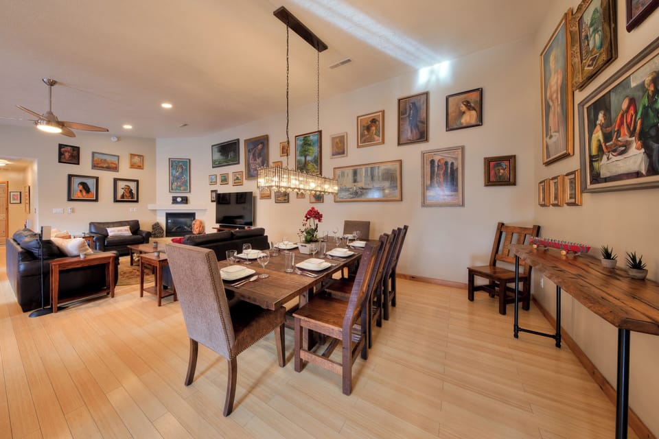 Luxury House, Multiple Beds, Hot Tub, Mountain View | Living area | 55-inch Smart TV with satellite channels, TV, fireplace