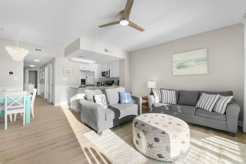 Living Area with Panoramic Ocean Views, Balcony Access, Sleeper Sofa and Flat Screen TV