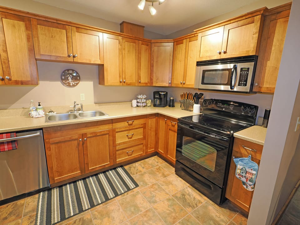 Kitchen is fully stocked, includes olive oil, essential spices & some condiments