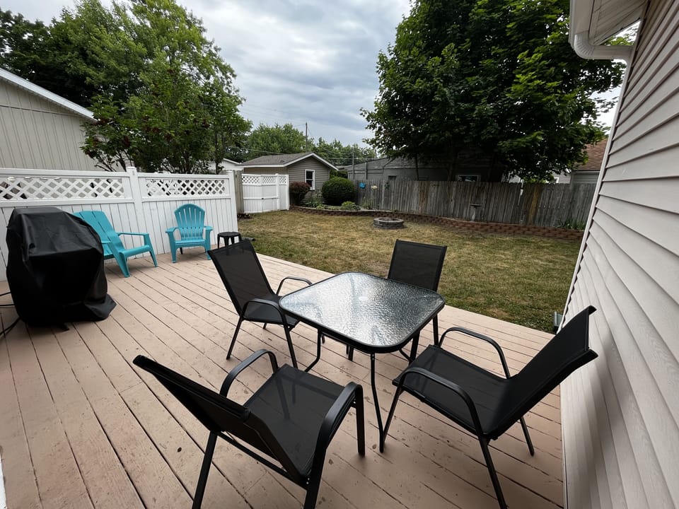 Gas grill, fire pit and Corn-hole. 