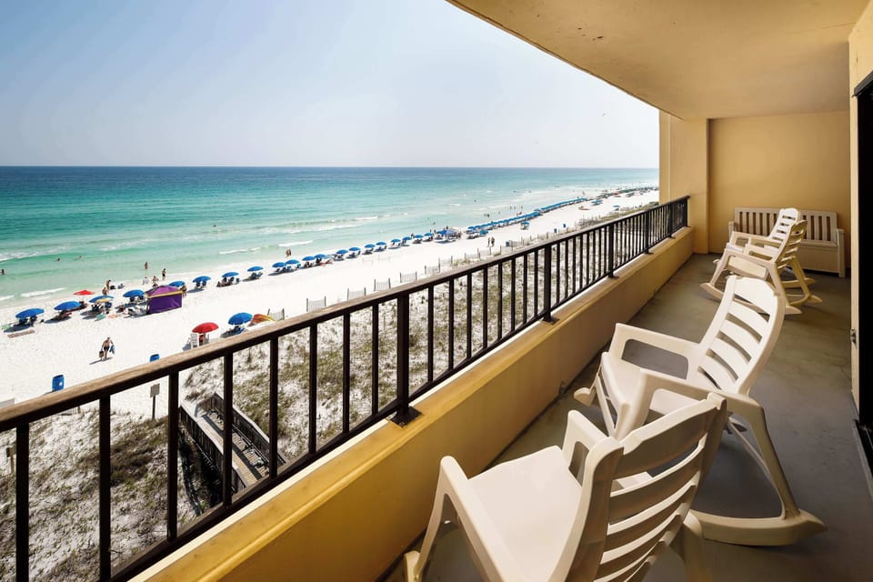 Large private balcony with direct gulf views