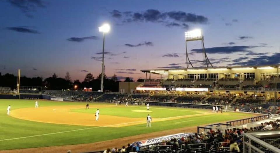 Blocks away from our local baseball team stadium.