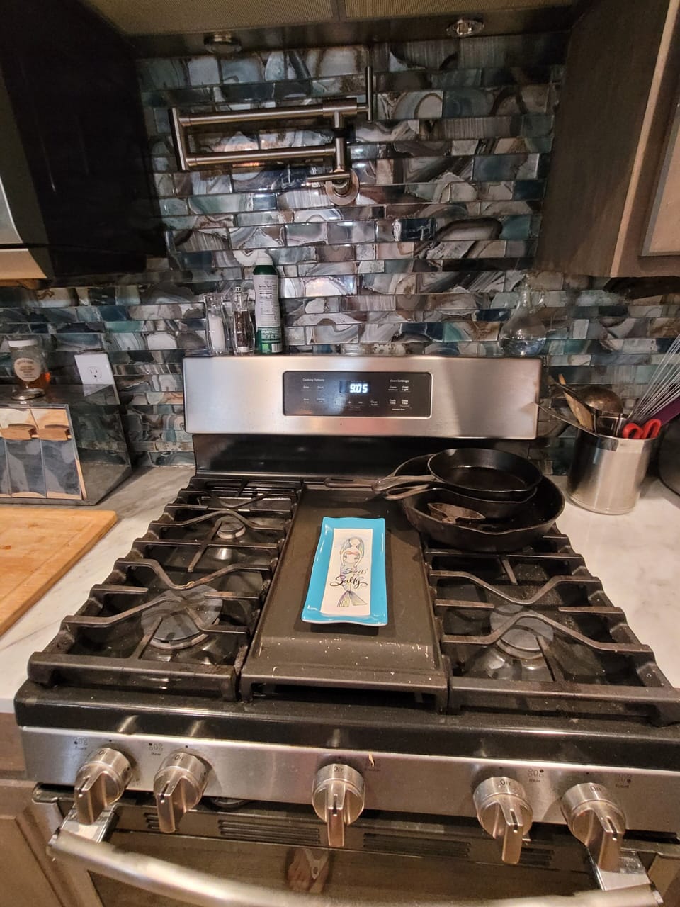 gas range with convection oven and pot filler
