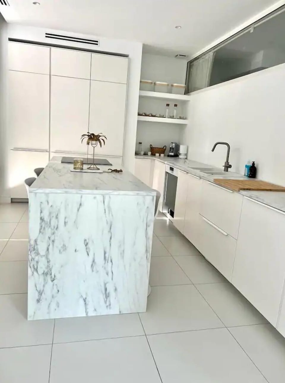 fully equipped kitchen with a view