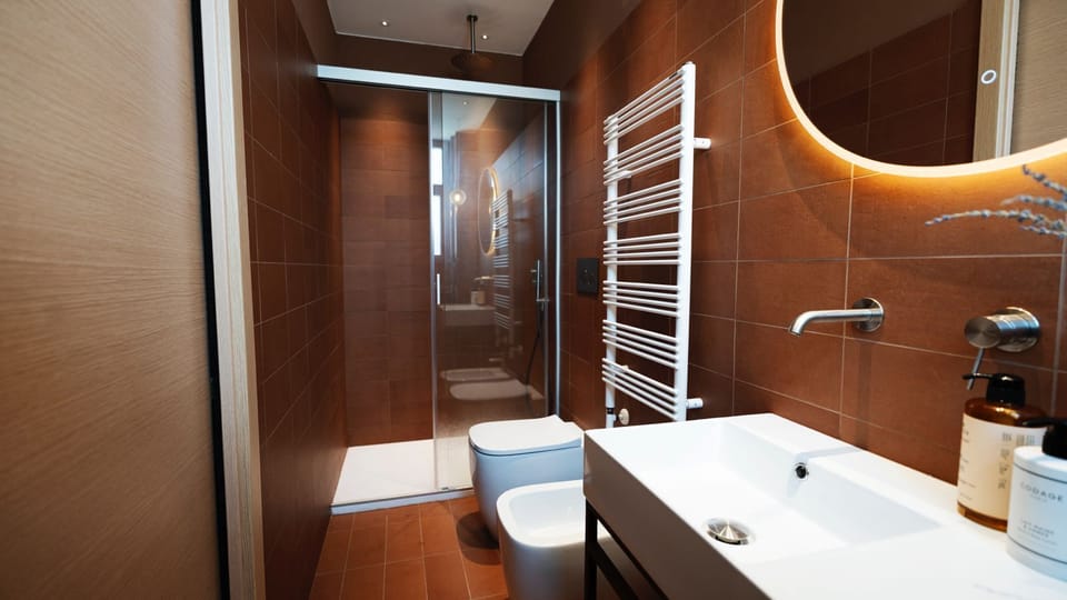 Shower, free toiletries, hair dryer, slippers