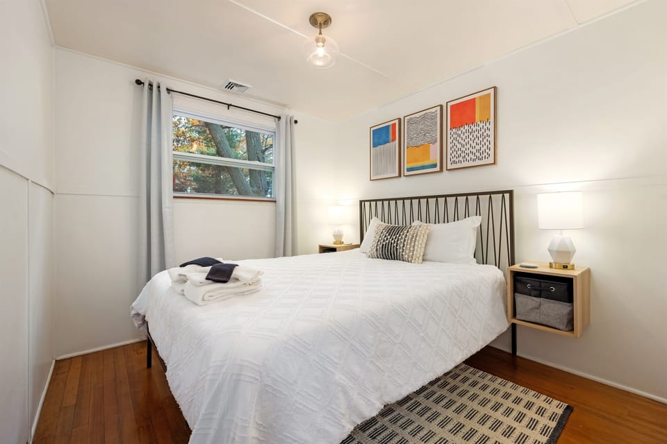 Bedroom 3 | Queen Bed | No closet | Hanging Rack Available 
