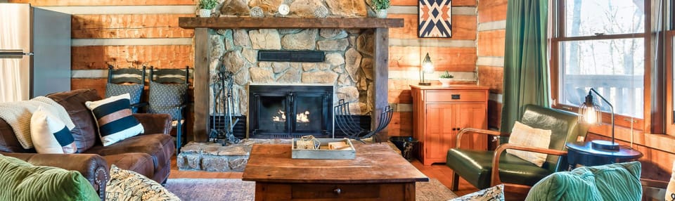Living Room: spacious haven with rustic charm and scenic views
