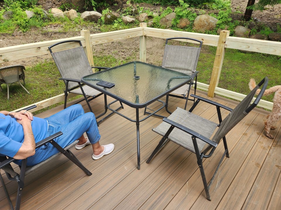 Enjoy the back deck.  Coffee tastes so much better out here
