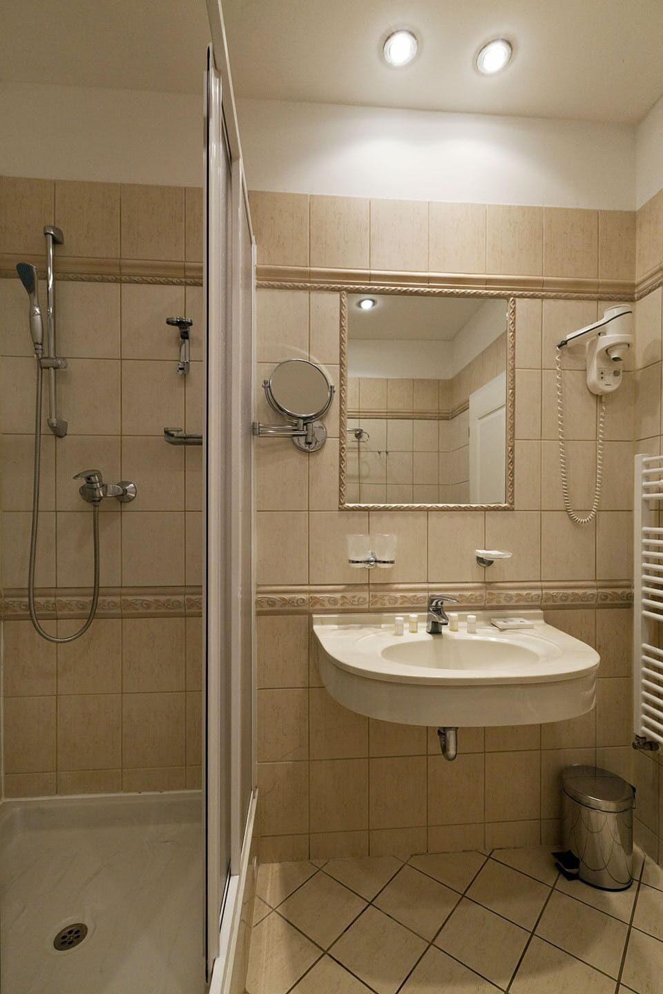 Shower, free toiletries, hair dryer, bathrobes