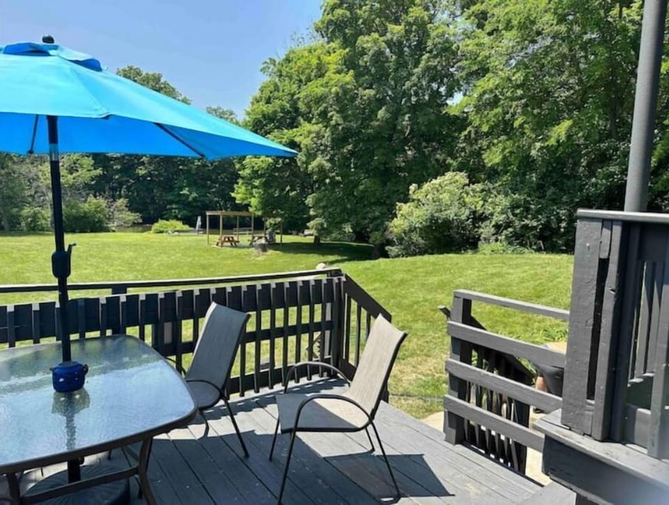 There’s a large yard with plenty of nature and wildlife!