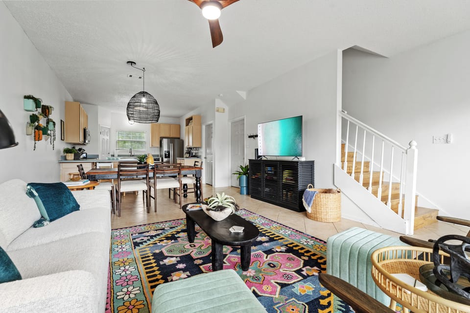 Smart TV to access all of your favorite shows. The sofa converts to a queen bed.