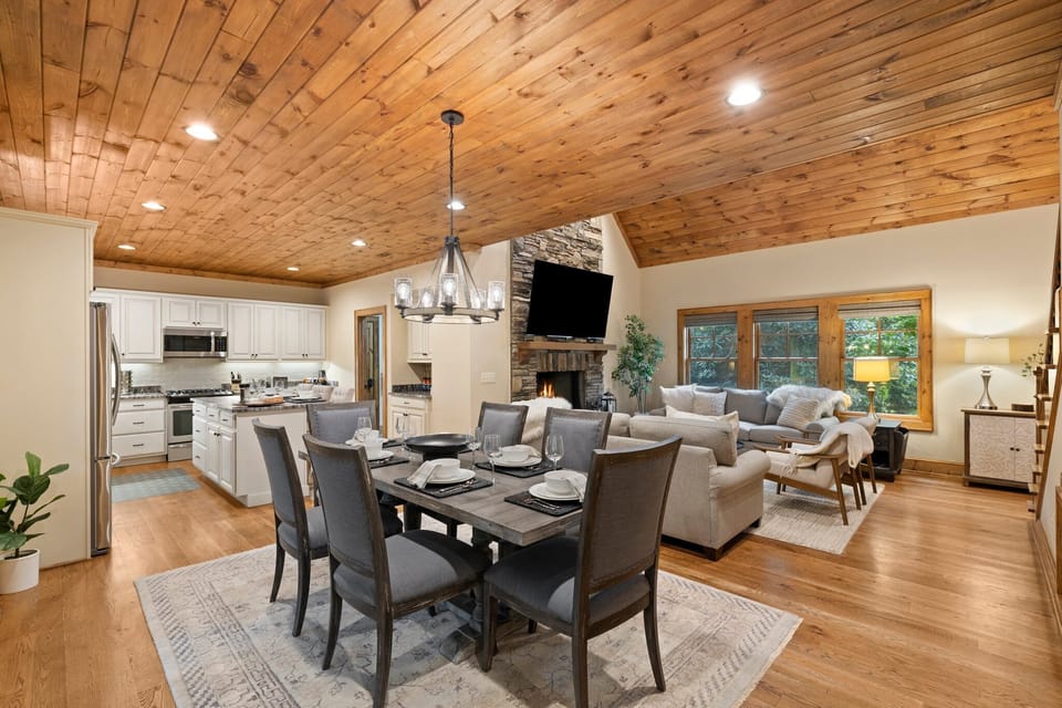 Our open floorplan kitchen, dining area and living space is a great place for couples and families to gather