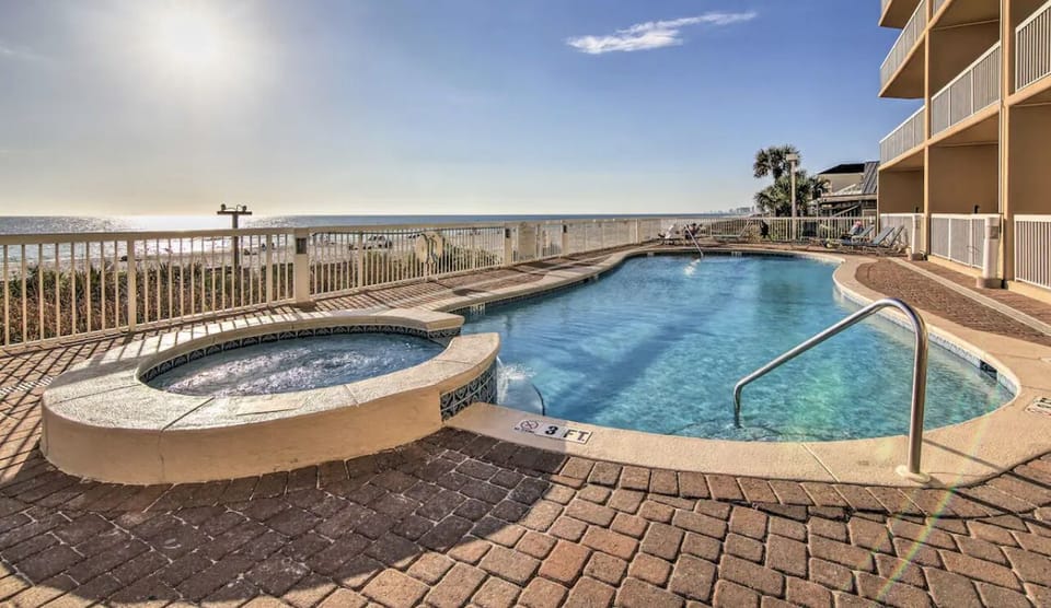 Hot tub, heated pool and one unheated pool.