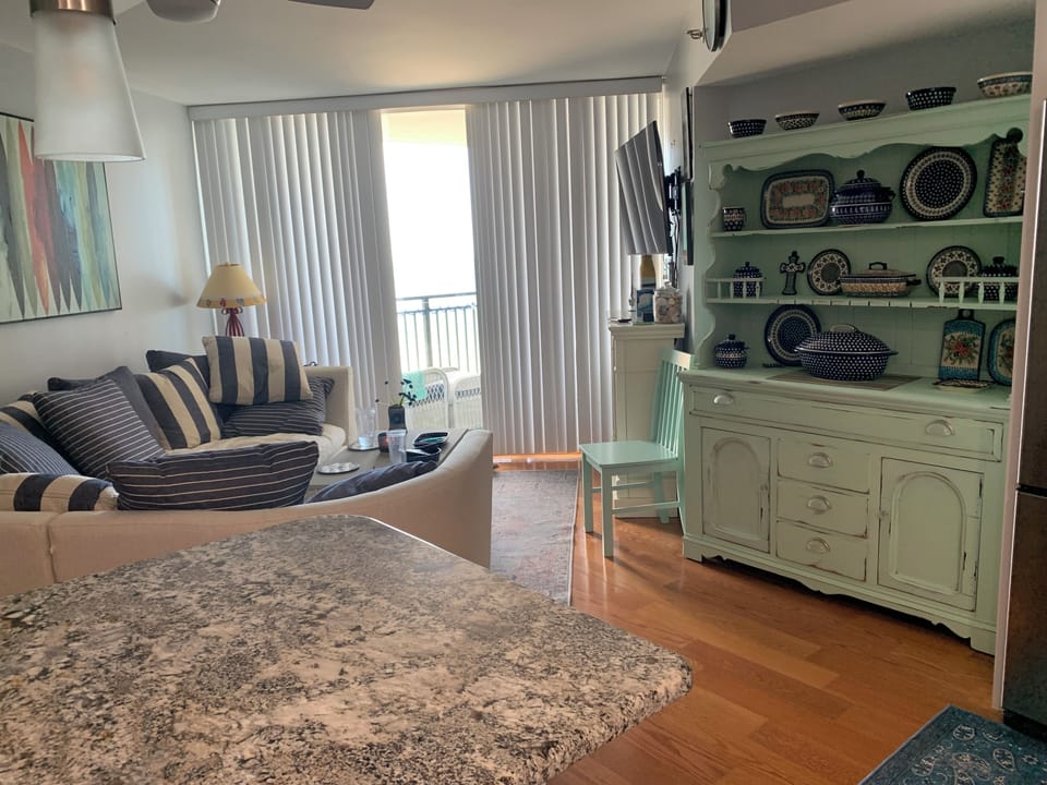  Large glass door to your balcony with exceptional view of the ocean
