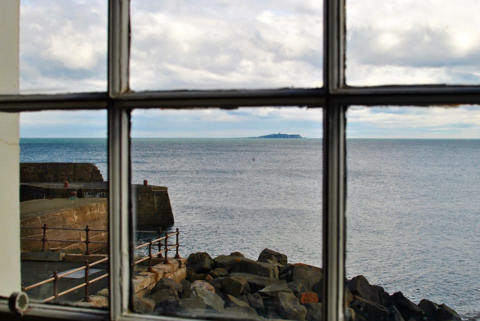 The Isle of May and Cellardyke pier from the bedroom window