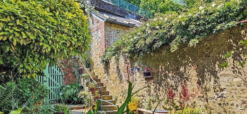 Terrace with greenery and old walls, perfect for relaxing outside