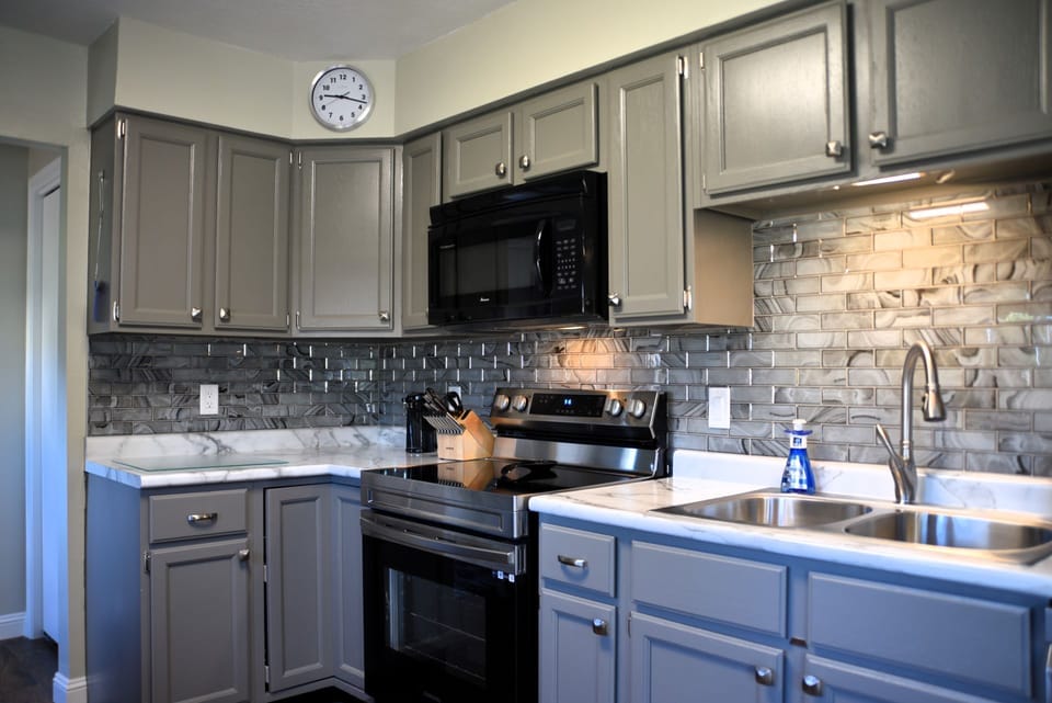 Plenty of cupboards for all your meal preparations.