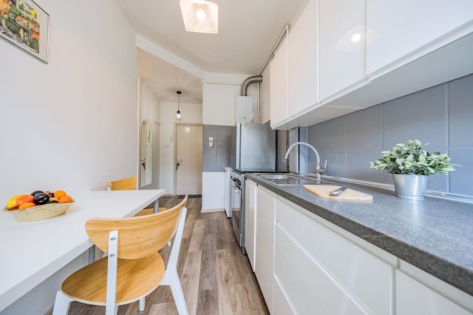 Comfort Apartment | Private kitchen | Full-size fridge, oven, stovetop, cookware/dishes/utensils