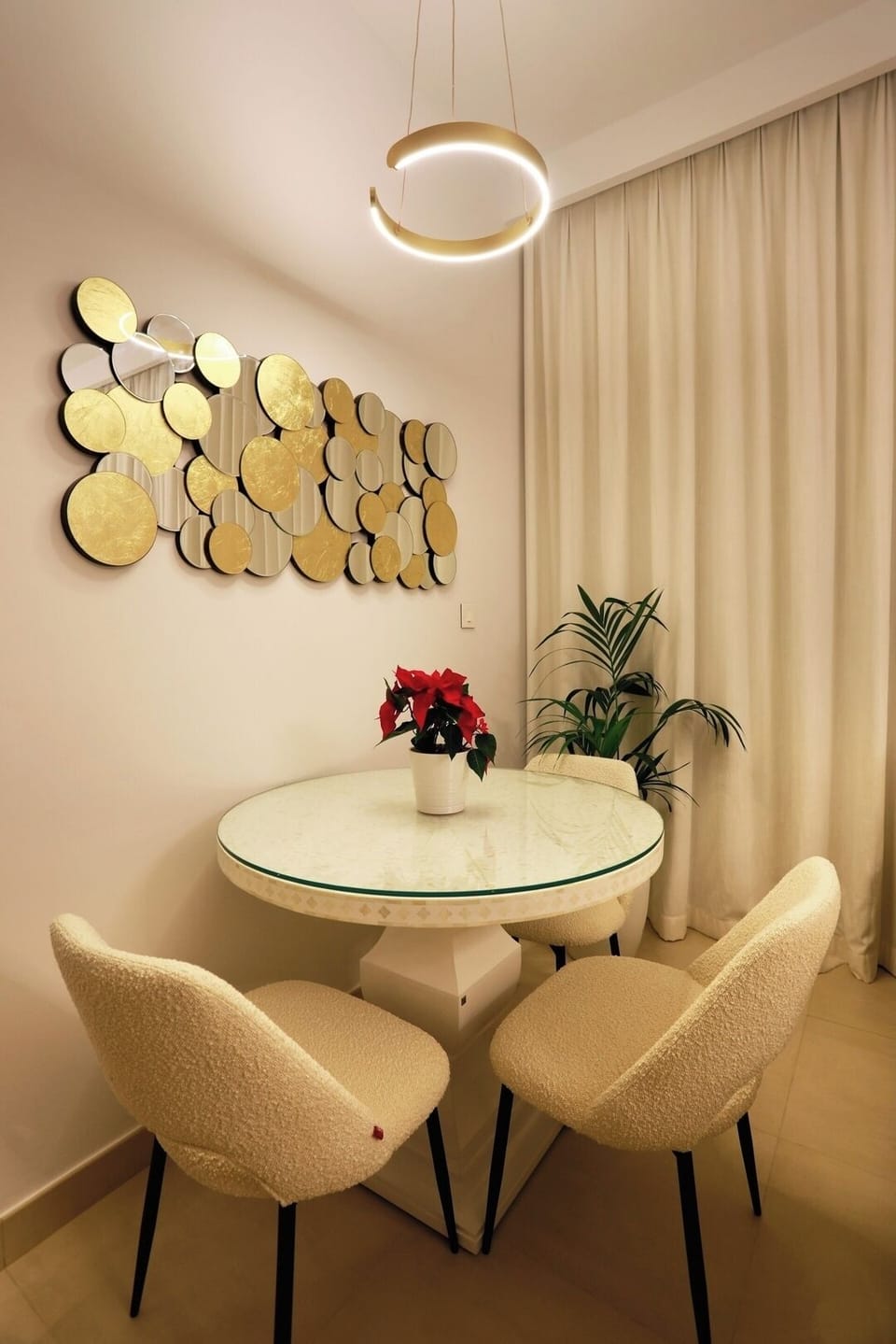Dining area with 3 seater chair and table