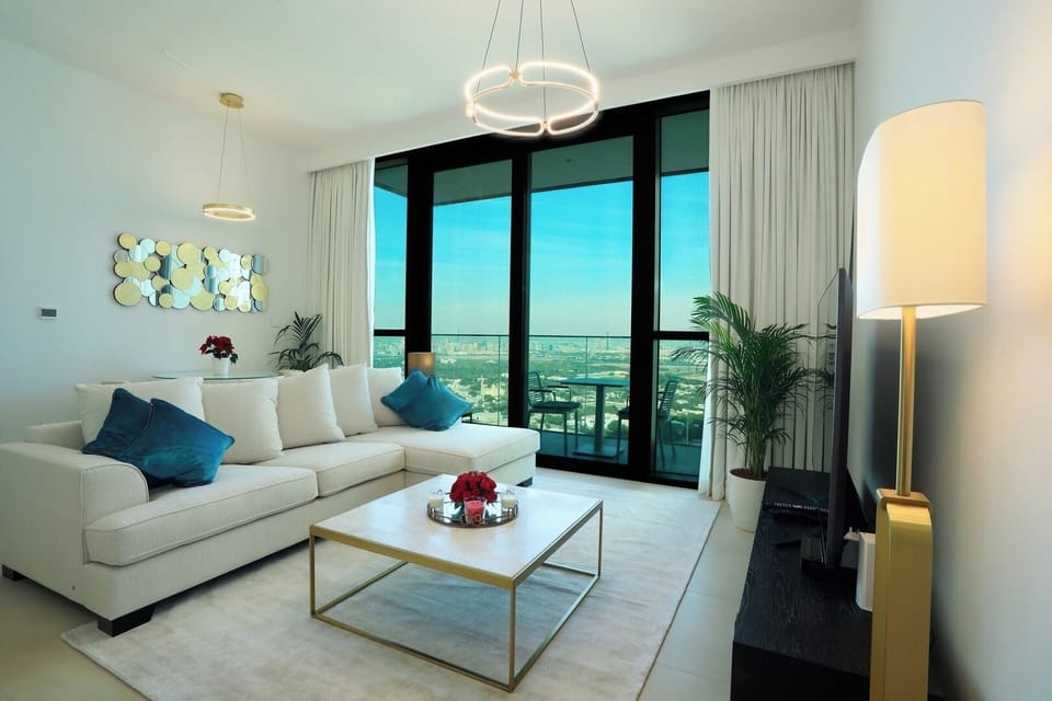 Living room with stylish interior ,TV and sofa attached