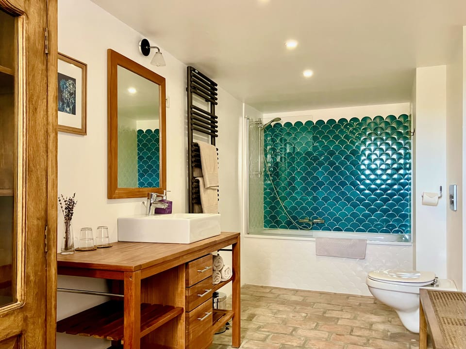 Apartment, Private Bathroom (La Vielle Ferme) | Bathroom | Shower, eco-friendly toiletries, hair dryer, towels