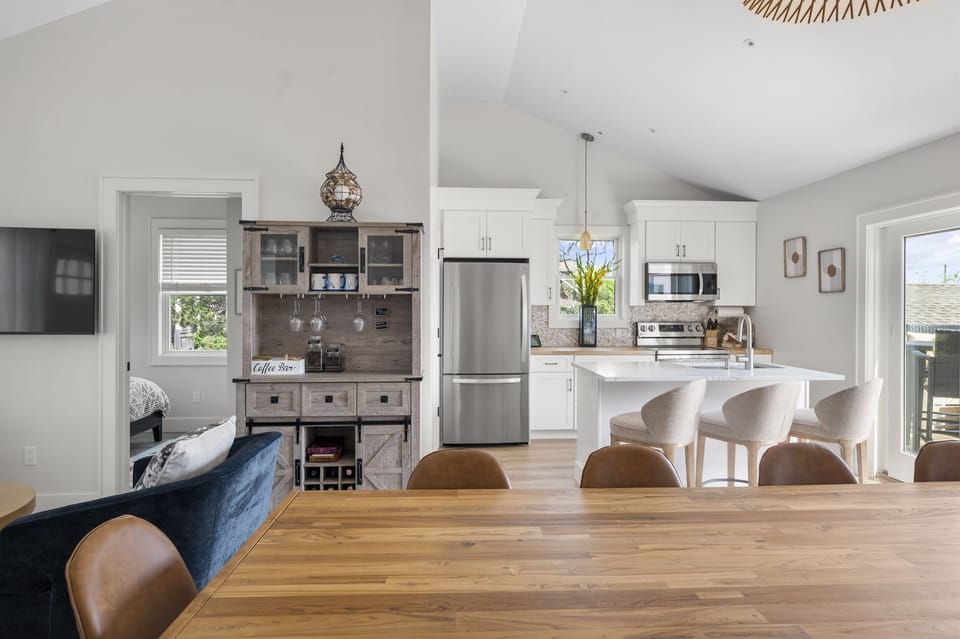 Open floor plan with high ceilings to keep the conversations flowing and the good times going.