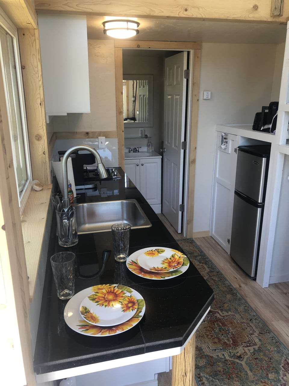The small kitchen 