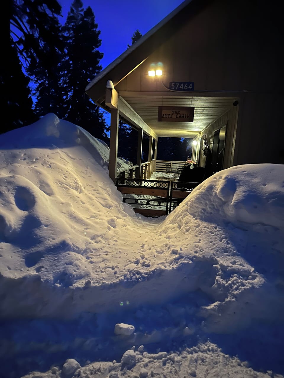 Porch through the snow drifts