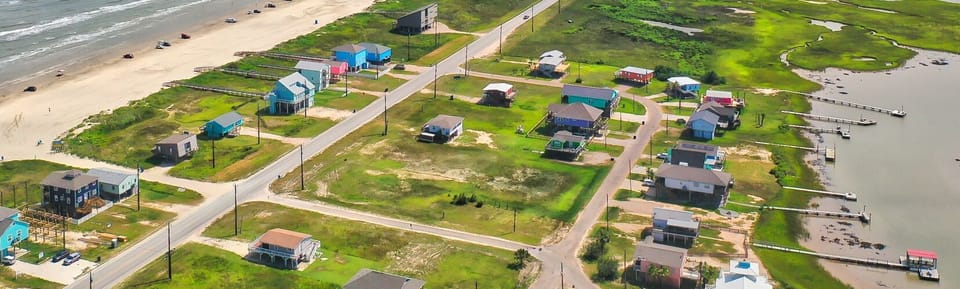 Drone view above the neighborhood