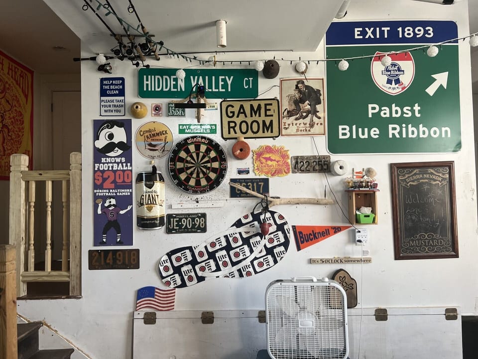Dartboard in garage