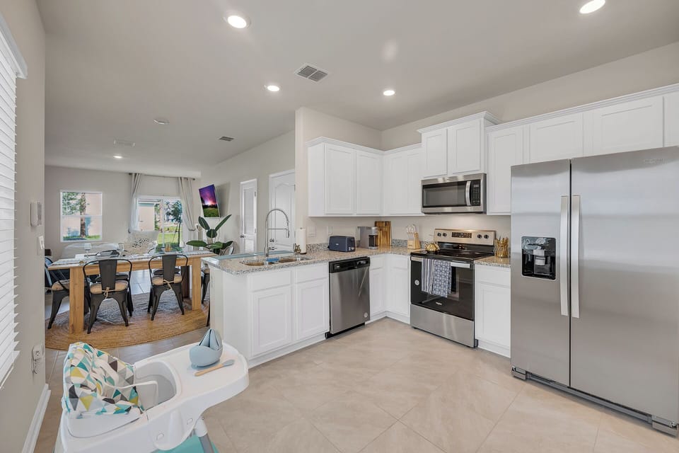 Stylish Kitchen Area with High Chair