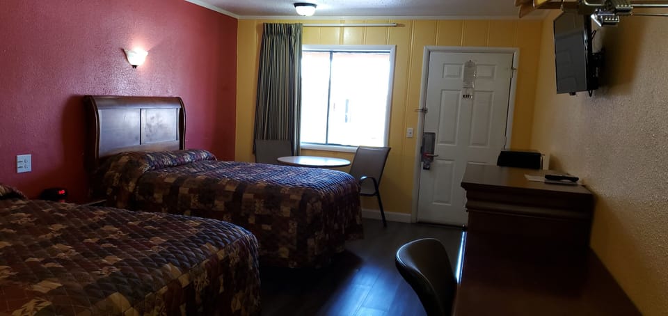 Room, 2 Double Beds | Desk, WiFi (free), bed sheets