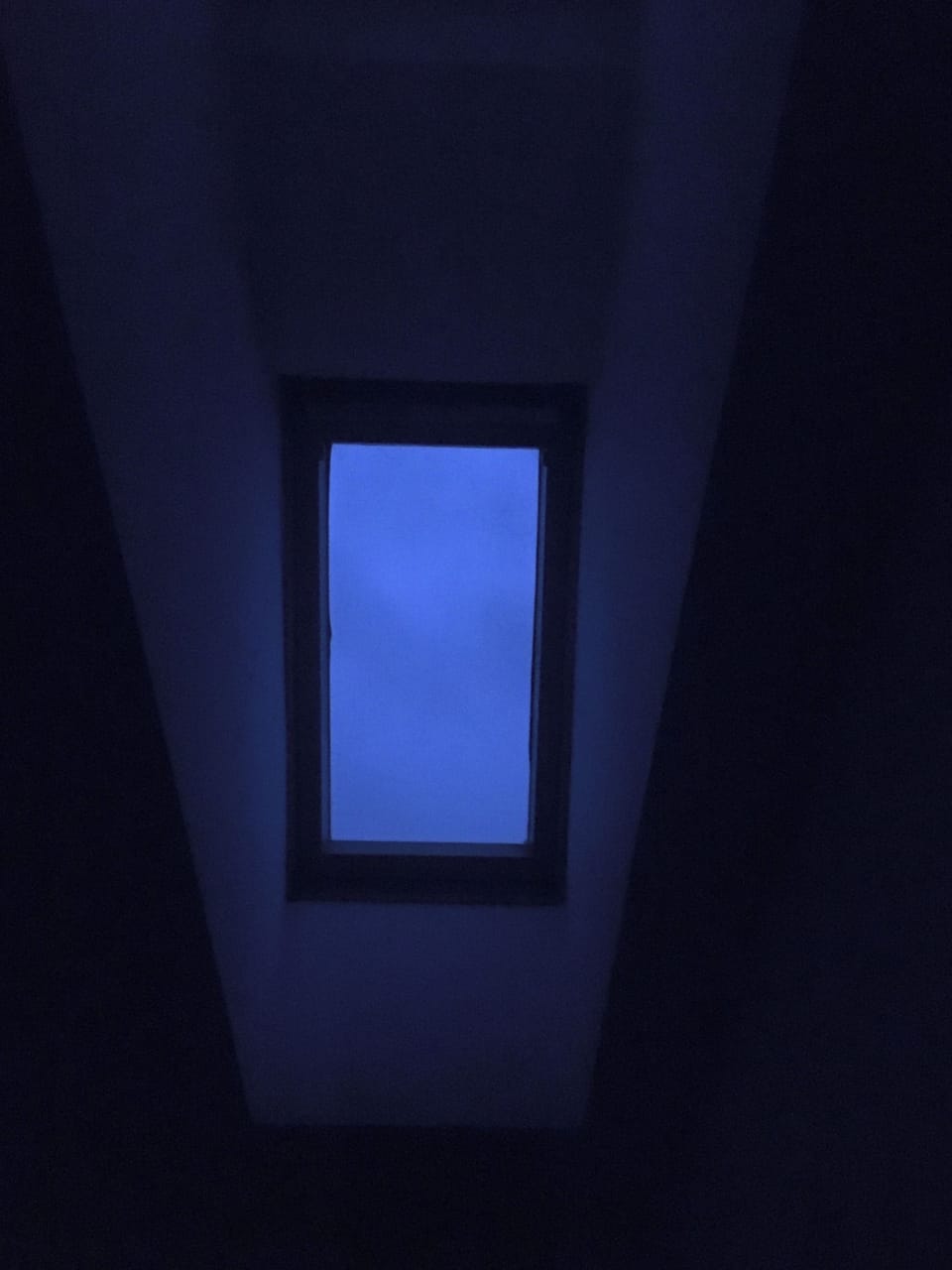 Evening Skylight in the Bedroom.  This skylight has a blind for darkness 