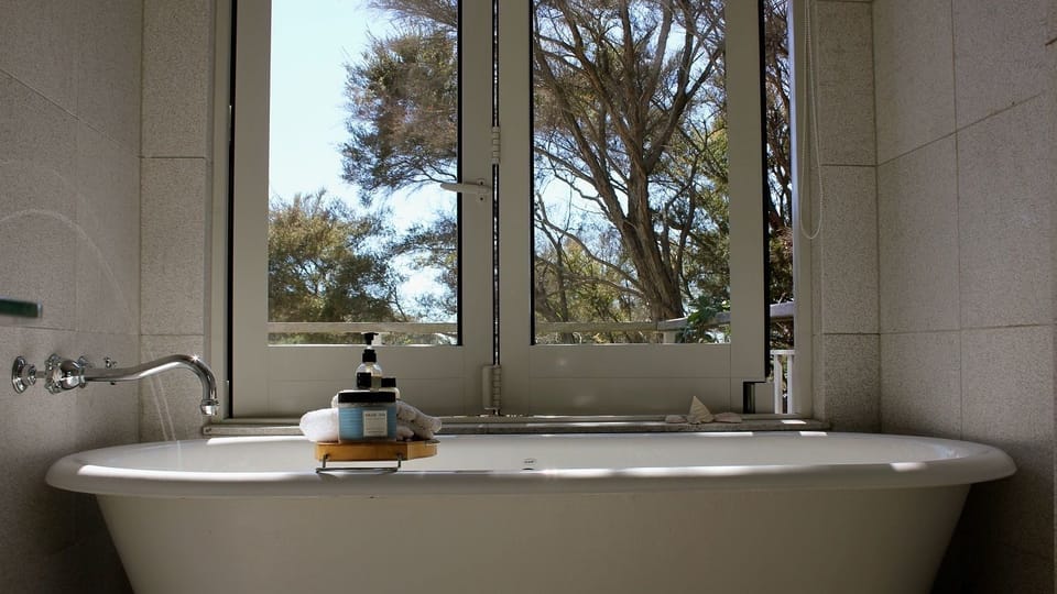 Separate tub and shower, free toiletries, hair dryer (on request)