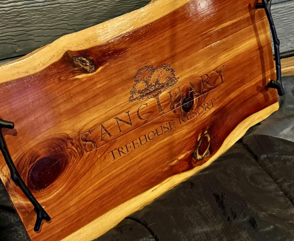 CUSTOM MADE CHARCUTERIE BOARD FOR GUEST USE AT SQUIRRELS GONE WILD TREEHOUSE