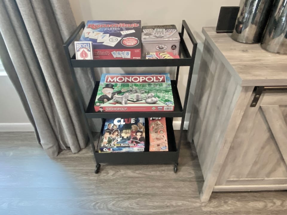 Feel free to pass time using our traditional board game station.