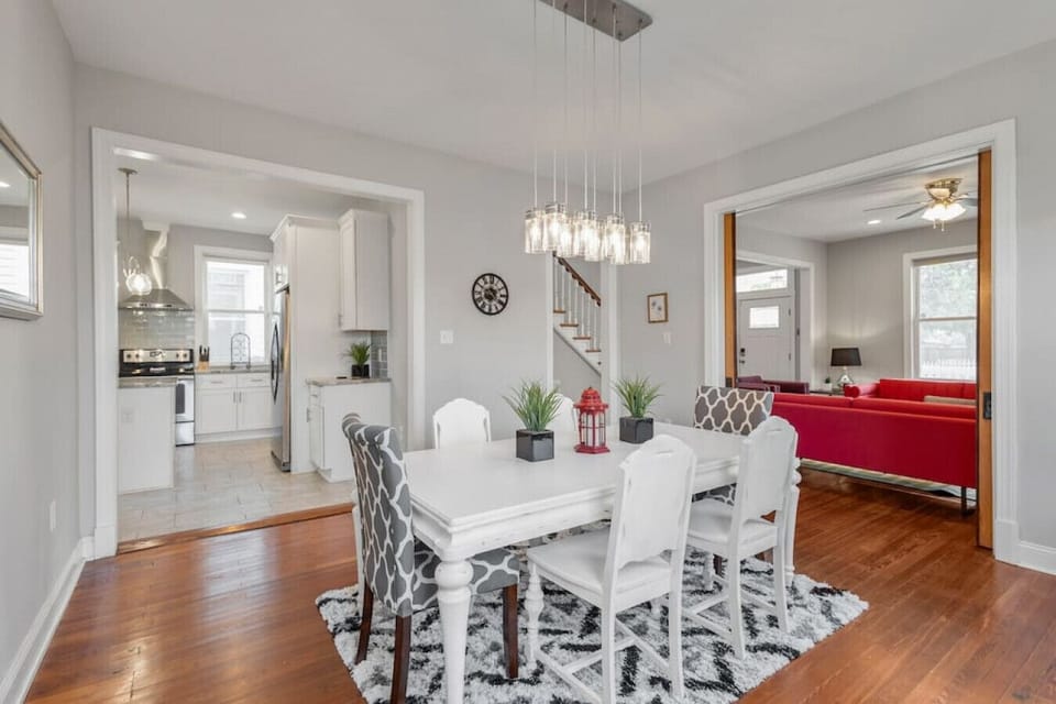 Inviting dining space with seating for six, blending comfort and style for shared meals.
