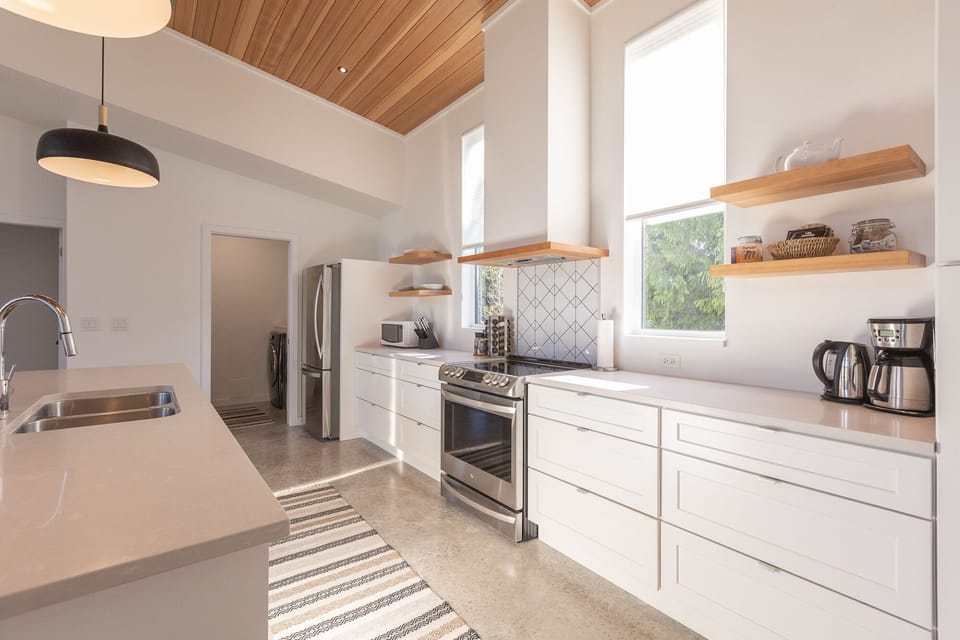Fully stocked bright kitchen