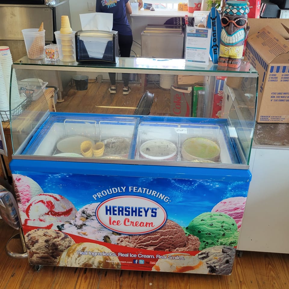Ice cream at the restaurant just steps away. 