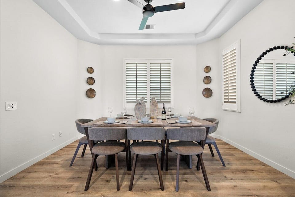 Enjoy hosting and dining with guests with beautiful stoneware dishes and top of the line cookware.