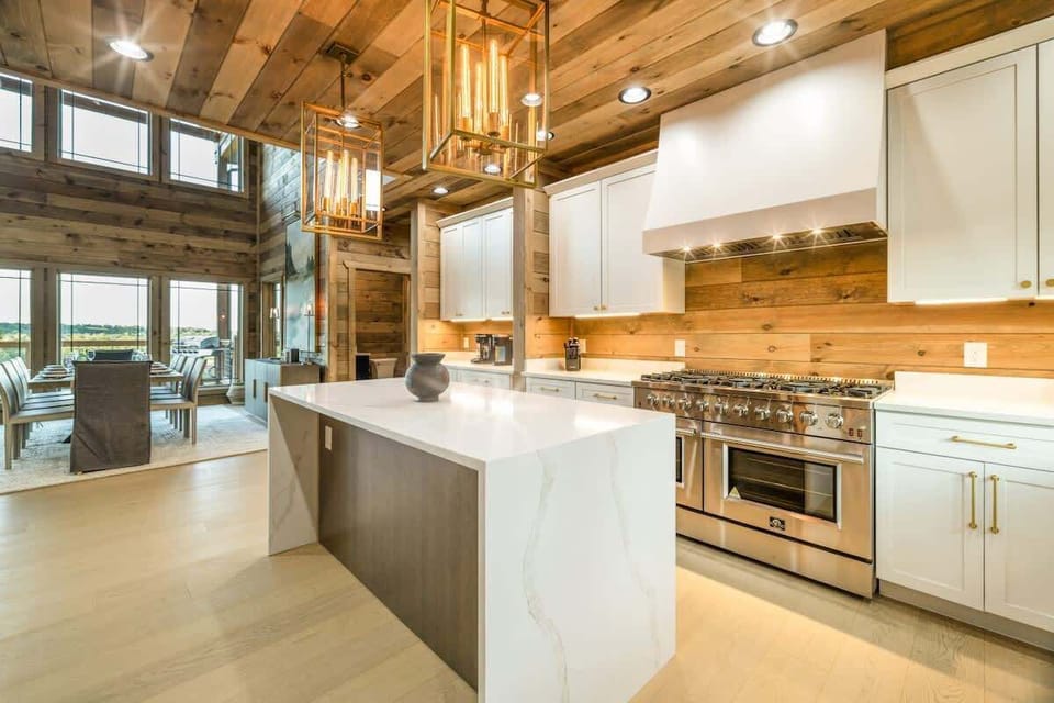 High end chef's kitchen stocked with everything you need to prepare delicious meals