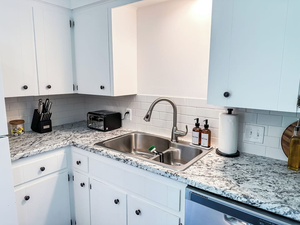 There is plenty of counter space to prepare  your meals