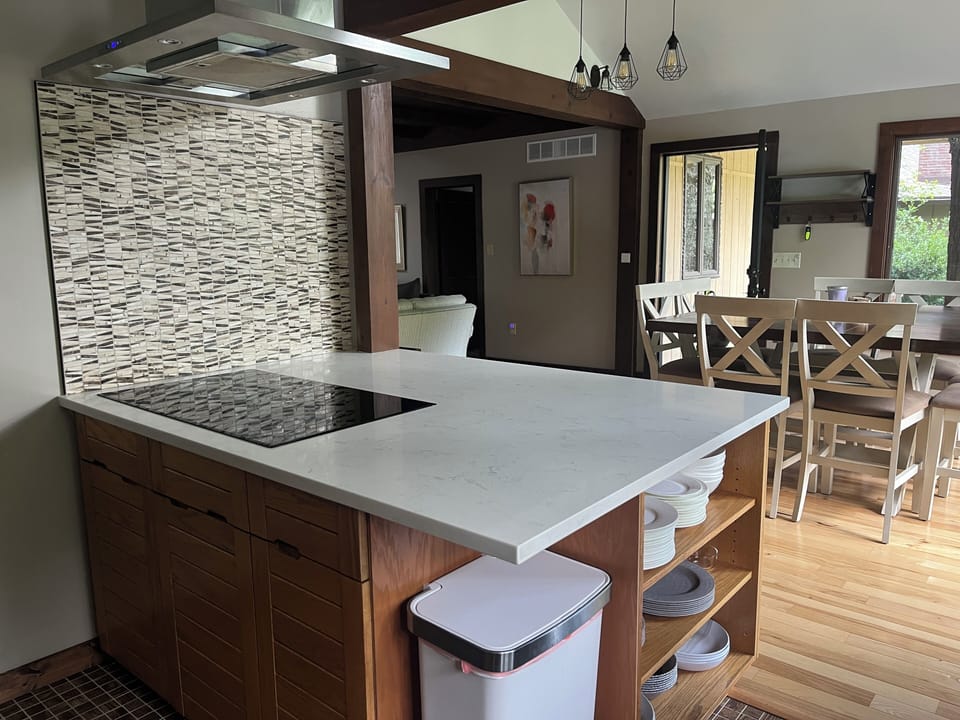 Open kitchen to the dinning room with marble counter