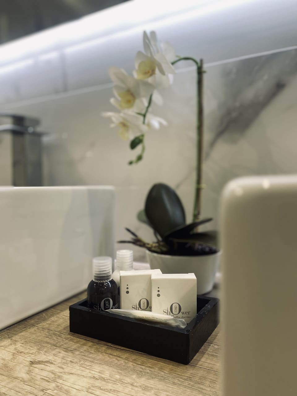 Jetted tub, rainfall showerhead, hair dryer, bidet