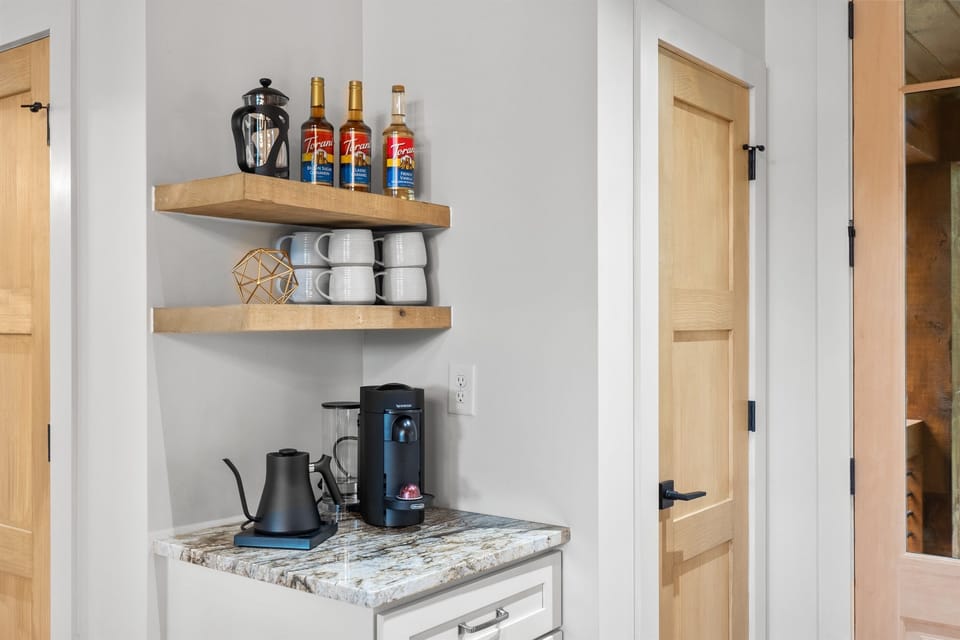 Coffee Bar with Nespresso, Fellow kettle and French Press