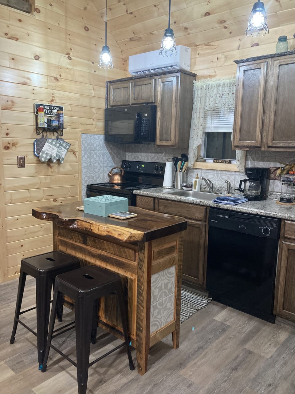 Hand-crafted island in the kitchen area