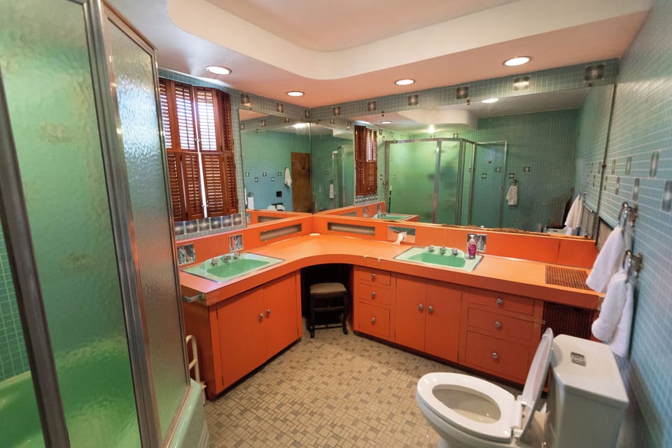 1956 remodelled upstairs bathroom with Cinderella tub & shower