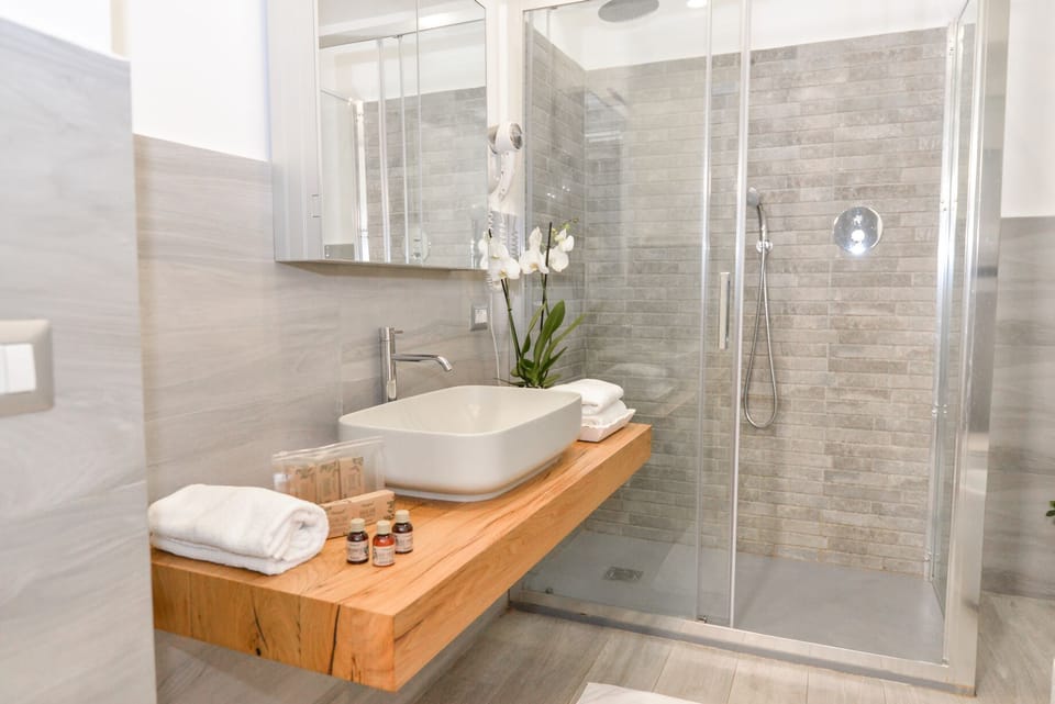 Hair dryer, slippers, bidet, towels