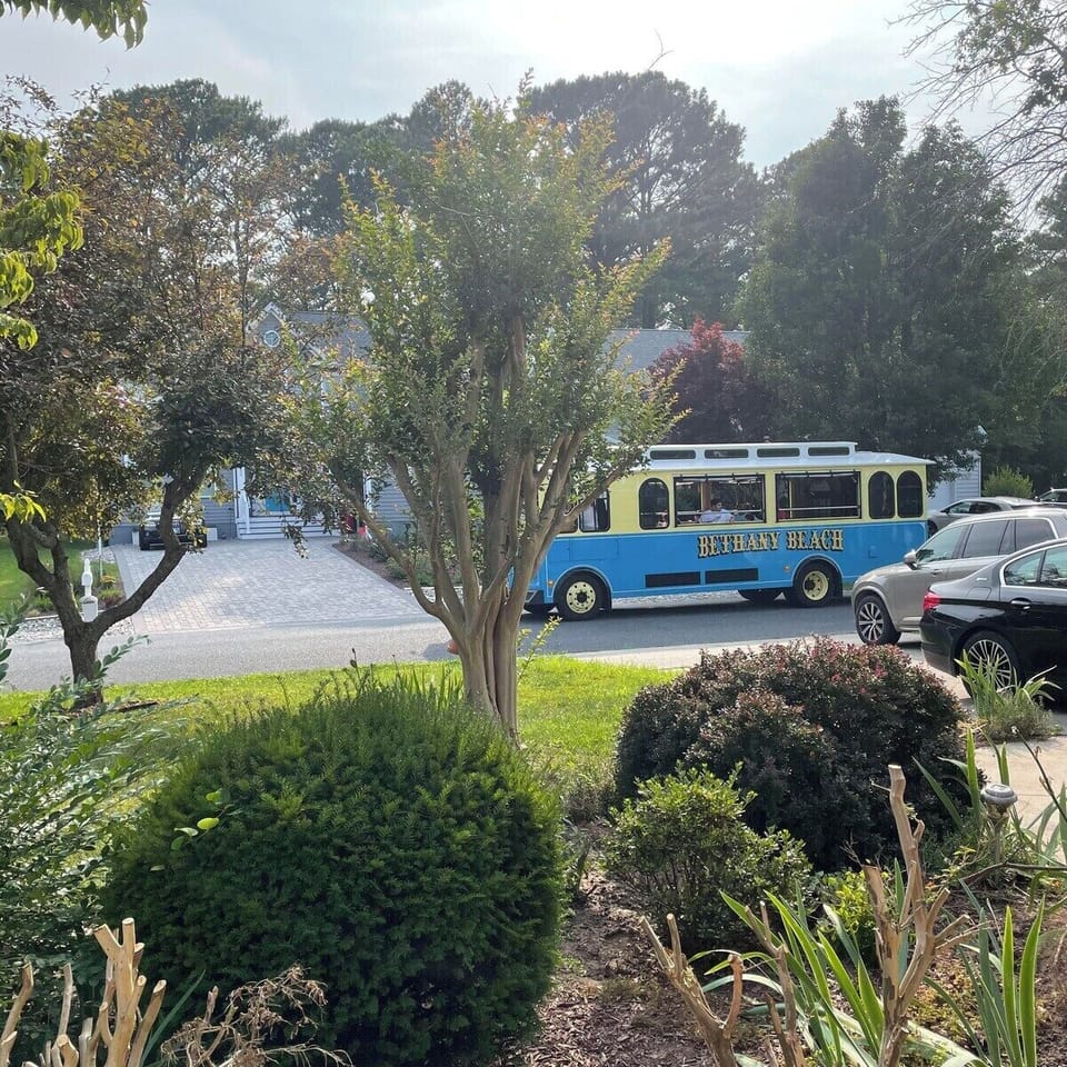 Trolley picks up at the end of the driveway