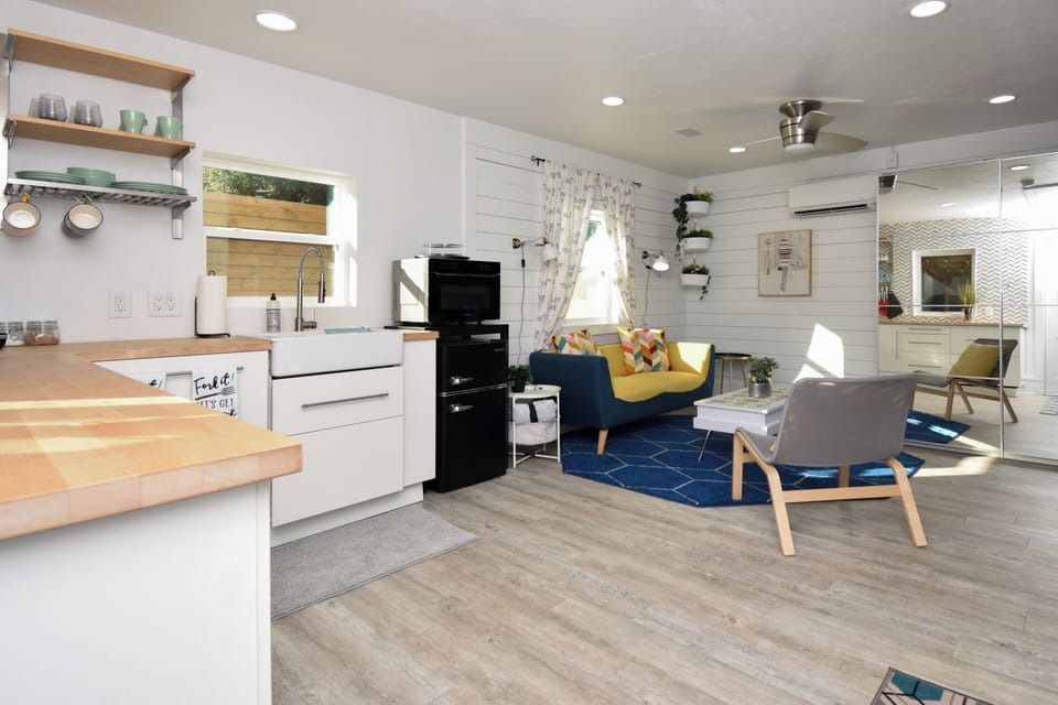 Open concept through the studio. 